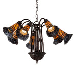 26"W Tiffany Pond Lily 7 Lt Chandelier