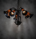 26"W Tiffany Pond Lily 7 Lt Chandelier