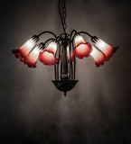 24"W Tiffany Pond Lily 7 Lt Chandelier