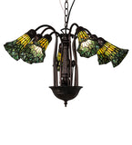 24"W Tiffany Pond Lily 7 Lt Chandelier