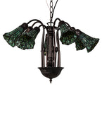 24"W Tiffany Pond Lily 7 Lt Chandelier