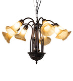 26"W Tiffany Pond Lily 7 Light Chandelier