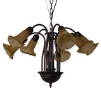 26"W Tiffany Pond Lily 7 Light Chandelier