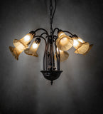 26"W Tiffany Pond Lily 7 Light Chandelier