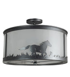 19"W Running Horses Semi-Flushmount