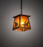 7"Sq Cowboy & Steer Pendant