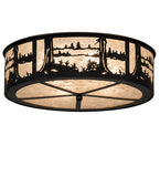 22"W Rustic Lodge Quiet Pond Flushmount