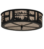 22"W Rustic Lodge Quiet Pond Flushmount