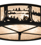 22"W Rustic Lodge Quiet Pond Flushmount