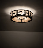 22"W Rustic Lodge Quiet Pond Flushmount