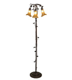 58"H Amber Pond Lily 3 Lt Floor Lamp