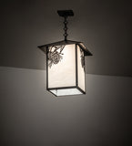 14"Sq Seneca Winter Pine Outdoor Pendant