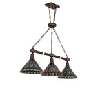 45"L Tiffany Jeweled Peacock 3 Lt Island Pendant