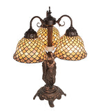 23"H Tiffany Fishscale 3 Lt Table Lamp