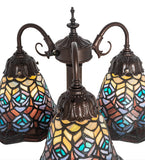 23"H Tiffany Peacock Feather 3 Lt Table Lamp