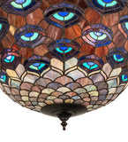 28"W Tiffany Peacock Feather Inverted Pendant