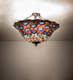 28"W Tiffany Peacock Feather Inverted Pendant