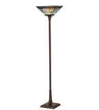 70"H Tiffany Jeweled Peacock Torchiere