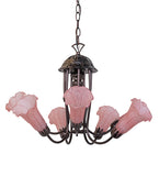 24"W Pond Lily Pink 7 Lt Chandelier