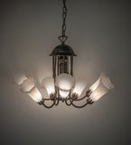 24"W White Tiffany Pond Lily 7 Lt Chandelier