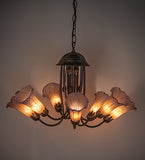 24"W Amber/Purple Tiffany Pond Lily 7 Lt Chandelier