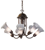 24"W Gray Tiffany Pond Lily 7 Lt Chandelier