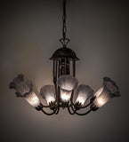 24"W Gray Tiffany Pond Lily 7 Lt Chandelier