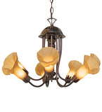 24"W Amber Tiffany Pond Lily 7 Lt Chandelier