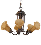 24"W Amber Tiffany Pond Lily 7 Lt Chandelier