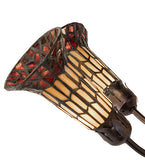24"W Stained Glass Honey & Red Pond Lily 7 Lt Chandelier