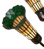 24"W Stained Glass Honey & Green Pond Lily 7 Lt Chandelier
