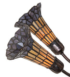 24"W Stained Glass Honey & Purple Pond Lily 7 Lt Chandelier