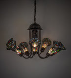 24 W Stained Glass Multicolored Pond Lily 7 Lt Chandelier