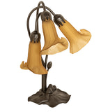 16"H Amber Pond Lily 3 Lt Table Lamp