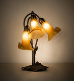 16"H Amber Pond Lily 3 Lt Table Lamp
