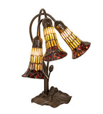 16"H Stained Glass Pond Lily 3 Lt Table Lamp