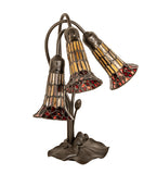 16"H Stained Glass Pond Lily 3 Lt Table Lamp