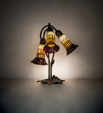 16"H Stained Glass Pond Lily 3 Lt Table Lamp