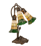 16"H Stained Glass Pond Lily 3 Lt Accent Lamp