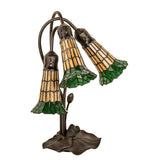 16"H Stained Glass Pond Lily 3 Lt Accent Lamp