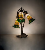16"H Stained Glass Pond Lily 3 Lt Accent Lamp