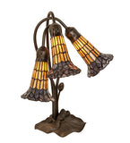 16"H Stained Glass Pond Lily 3 Lt Table Lamp