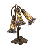 16"H Stained Glass Pond Lily 3 Lt Table Lamp
