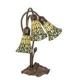 16"H Stained Glass Pond Lily 3 Lt Accent Lamp