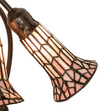 16"H Pink Stained Glass Pond Lily 3 Lt Table Lamp