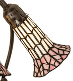 16"H Stained Glass Pink & White Pond Lily 3 Light Accent Lamp