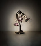 16"H Stained Glass Pink & White Pond Lily 3 Light Accent Lamp