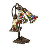 16"H Stained Glass Multi-Colored Pond Lily 3 Lt Accent Lamp