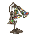 16"H Stained Glass Multi-Colored Pond Lily 3 Lt Accent Lamp
