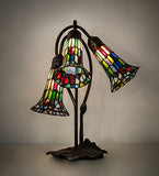 16"H Stained Glass Multi-Colored Pond Lily 3 Lt Accent Lamp